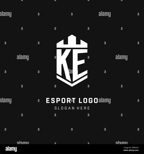 Ke Monogram Logo Initial With Crown And Shield Guard Shape Style Vector