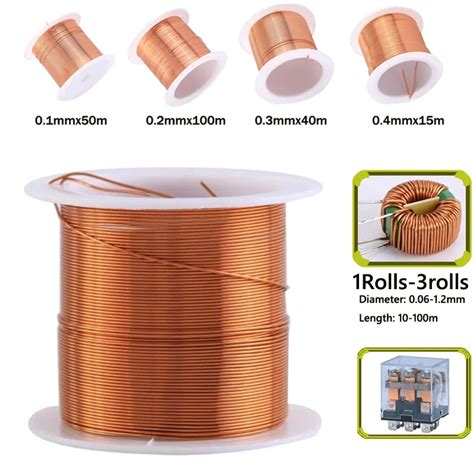 1 3rolls Copper Lacquer Wire 0 06mm 1 2mm Cable Copper Wire Magnet