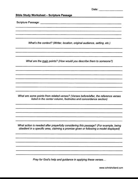 Inductive Bible Study Method Worksheets