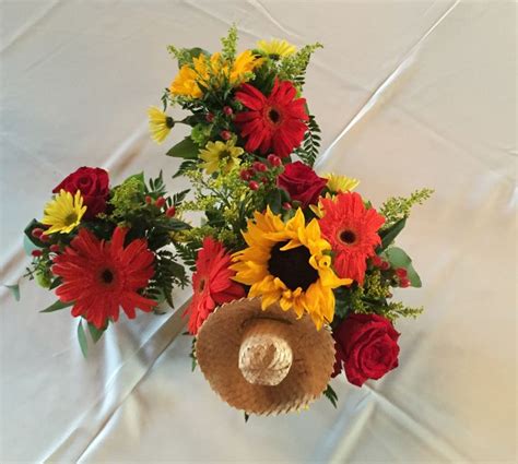 Mexican Centerpiece Overhead View With A Mini Sombrero To Accent The