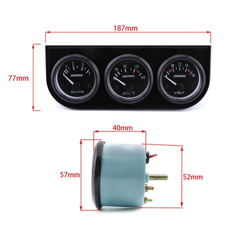 CNSPEED 52MM 3 En 1 Medidor De Temperatura Del Aceite Temperatura Del