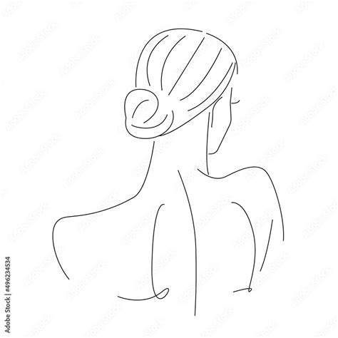 Abstract Woman Body Line Art Vector Drawing Style Template With