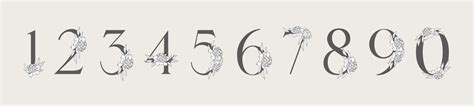 Flower Ornate Numbers Elegant Floral Blossom Number Floral Sprigs