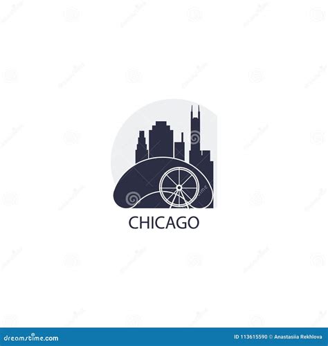 Chicago City Cool Skyline Logo Illustration Stock Vector Illustration