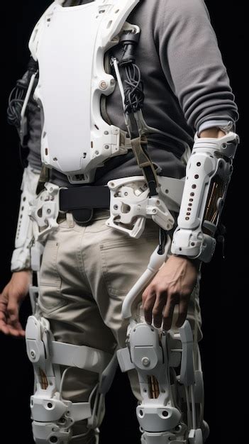 Premium Photo Closeup Robotic Exoskeleton Suit Powered By Ai