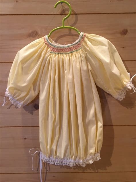 Newborn Yellow Baby Gown Hand Smocked Elastic By Ewesewcolorful