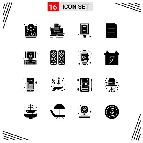 Universal Icon Symbols Group Of 16 Modern Solid Glyphs Of Conference