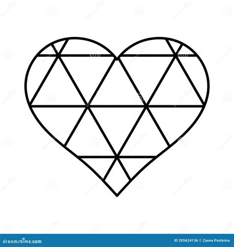 Geometrical Love Heart With Triangles Lines Design Stock Vector