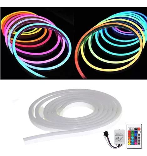 Cinta de manguera LED RGB de neón flexible de 5 m y 12 V con control