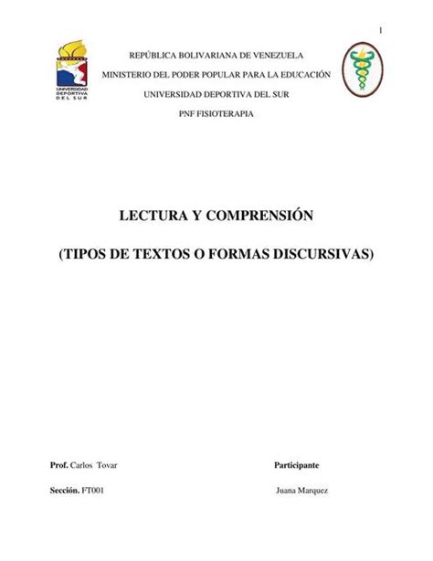 Tipos De Textos O Formas Discursivas Juana Udocz