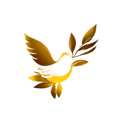 Peace Dove With Olive Branch And Gold Leaves · Creative Fabrica