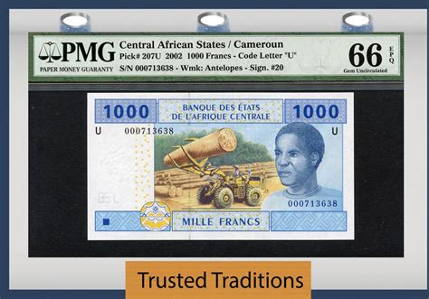 Welt Banknoten Francs Tt Pk U Central African States