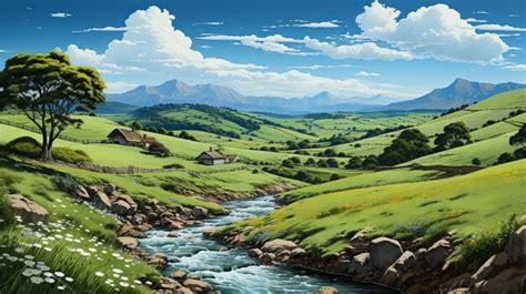 Premium AI Image | Rolling Hills Landscape in the Countryside