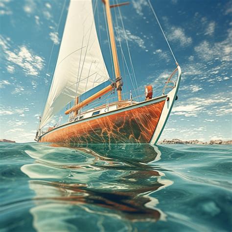 Fotografar E Pintar Um Barco Vela Na Gua Foto Premium