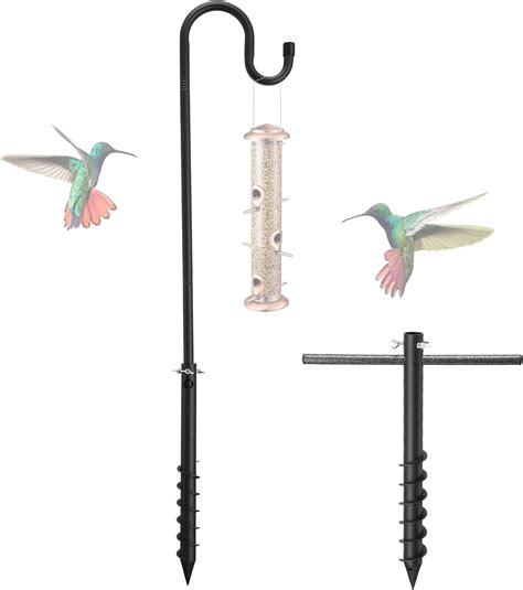 Shepherds Hook Bird Feeder Pole With Ground Anchor Inch Adjustable