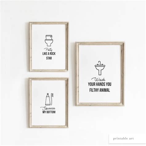 Bathroom Prints for Kids Funny Bathroom Art Printable Wall - Etsy