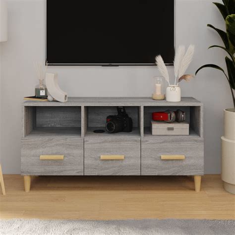 FAN Meubles Meuble TV Sonoma gris 102x36x50 cm Bois d ingénierie