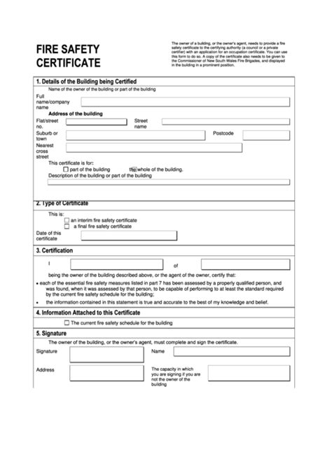 Fire Safety Certificate Pdf Form Fill Out And Sign Printable Pdf The