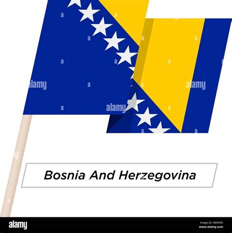 Bosnia And Herzegovina Ribbon Waving Flag Isolated On White Vector