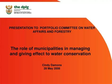 Ppt The Role Of Municipalities In Water Conservation Planning Services And Partnerships