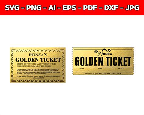 Wonka Bar Svg Ticket Golden Ticket Editable Template Diy Etsy Uk