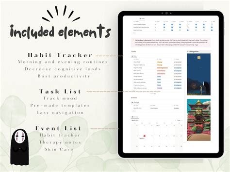 Studio Ghibli Daily Planner Notion Dashboard Notion Template Digital