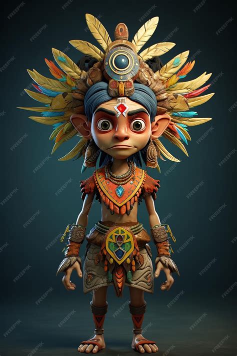 Personaje 3d De La Tribu Dayak De Dibujos Animados Foto Premium