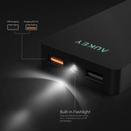 Aukey Portable 10 000mAh Dual USB Qualcomm Quick Charge 2 0 Power Bank