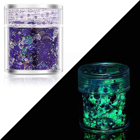 Melotizhi Night Fluorescence Nail Glitter Powder Flake Shiny Charms