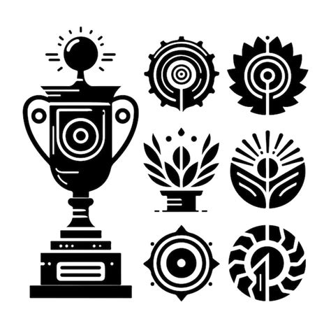 Premium Vector Award Cups Vector Set Trophy Black Icons Sport