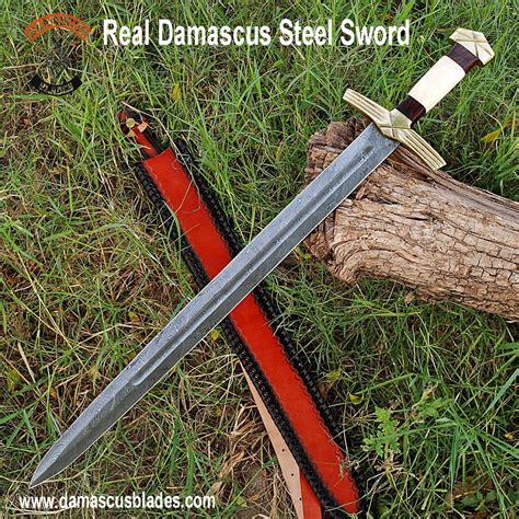 Damascus Steel Handmade Sword 32" Inches Sword with Sheath