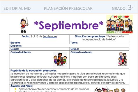 Planeaciones de Preescolar de Septiembre (PLAN 2017)