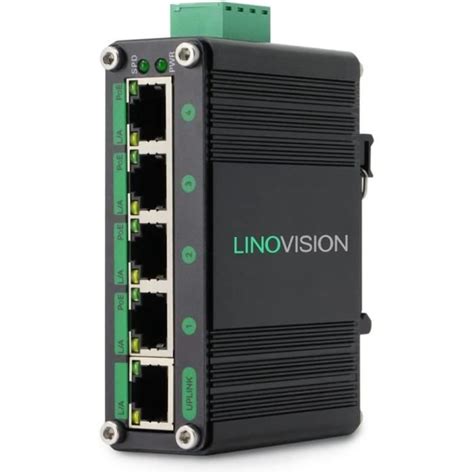 LINOVISION Switch POE Solaire Gigabit Industriel 5 Ports Avec