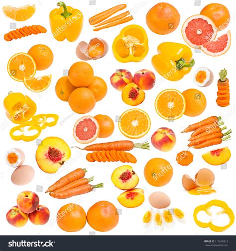 Orange Food Collection Isolated On White Stock Photo (Edit Now) 111619913