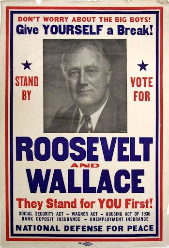 1940 Franklin D Roosevelt Presidential Campaign Poster Franklin D