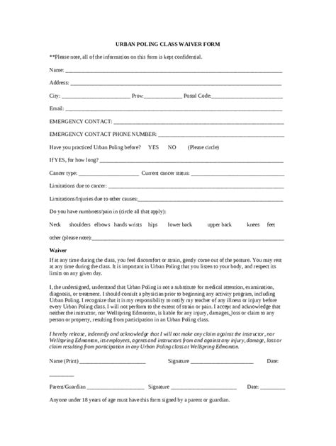 Urban Poling Class Waiver Doc Template Pdffiller