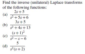 Solved A Find The Inverse Unilateral Laplace Transforms Chegg