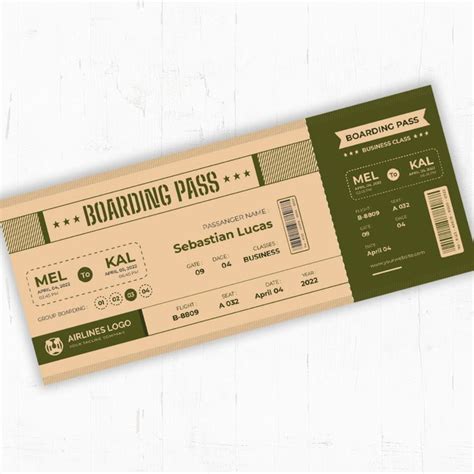 Classic Vintage Boarding Pass Corporate Identity Airline Logo