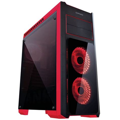 Gabinete Gamer Pcyes Tank Vermelho C 3 Fans LED Vermelho