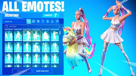 Ariana Grande Skin Showcase With All Fortnite Dances And Emotes Youtube