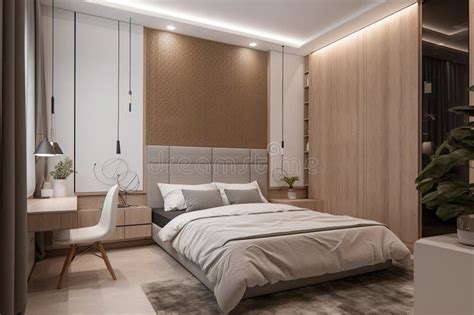 Modern Bedroom Interior Design Stylish And Comfortable Illustration