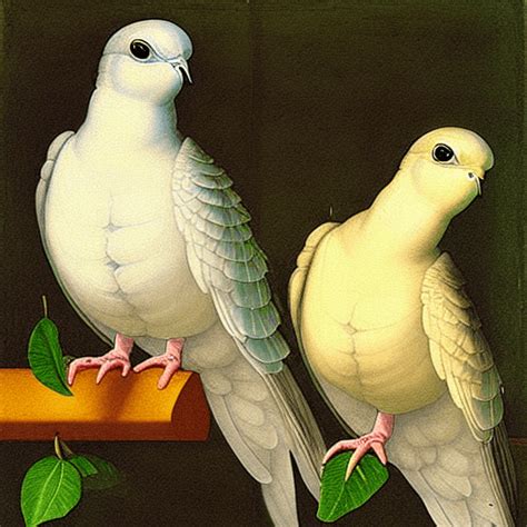 Two Turtle Doves Raphael Painting · Creative Fabrica