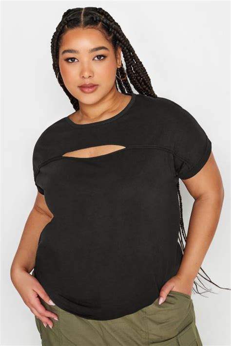 Yours Plus Size Black Cut Out T Shirt Yours Clothing