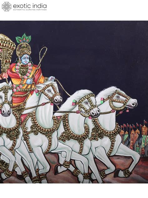 Krishna Drives Arjuna S Chariot In The Mahabharata Geeta Upadesha