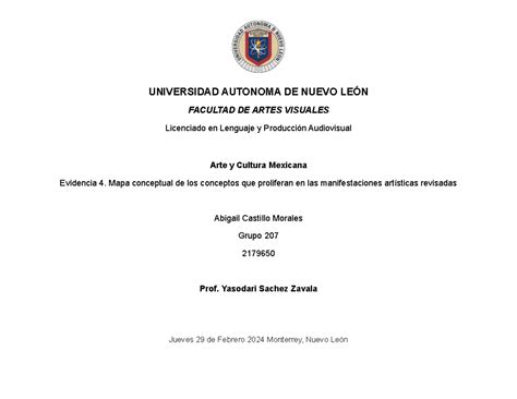 Evidencia 4 Mapa Conceptual De Los Conceptos Que Proliferan En Las Manifestaciones Artísticas