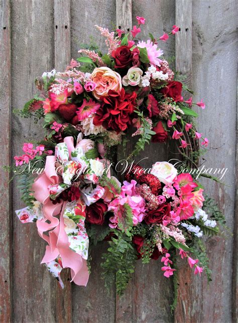 Hearts And Flowers Cottage Garden Wreath A New England Wreath Company