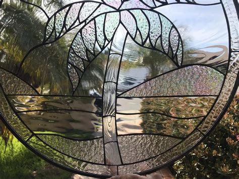 Palm Tree Bliss Leaded Stained Glass Window Panel