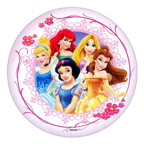 Personalised Pink Princesses Edible Printed Icing Round Cake Topper Pre Cut Disney Princess