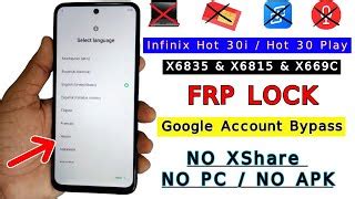 Infinix Hot I Frp Bypass Without Pc Android Infinix X C