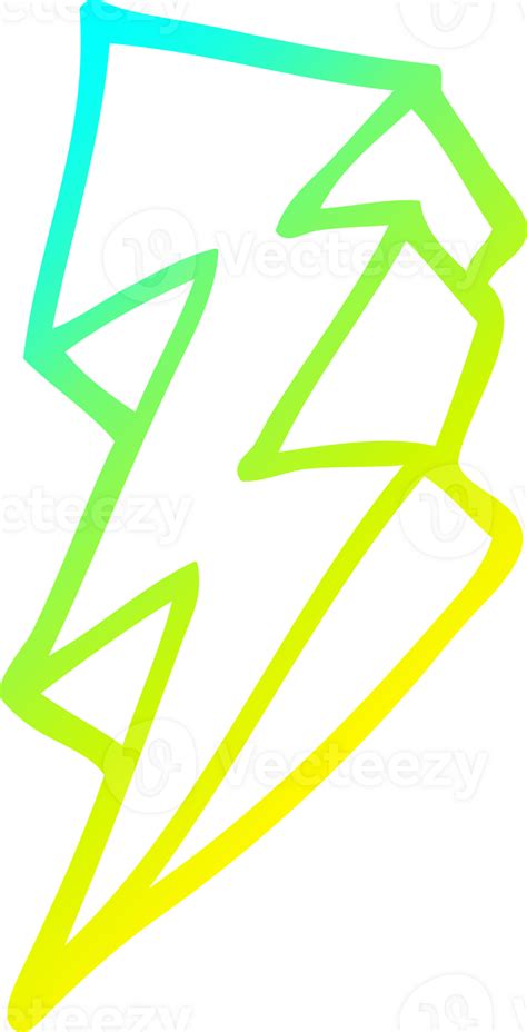 Cold Gradient Line Drawing Of A Cartoon Lightning Bolt 45245300 Png